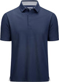 MAGCOMSEN Men's Polo Shirts Short Sleeve Cotton Pique 3 Button Classic Fit Casual T-Shirt Performance Golf Shirts