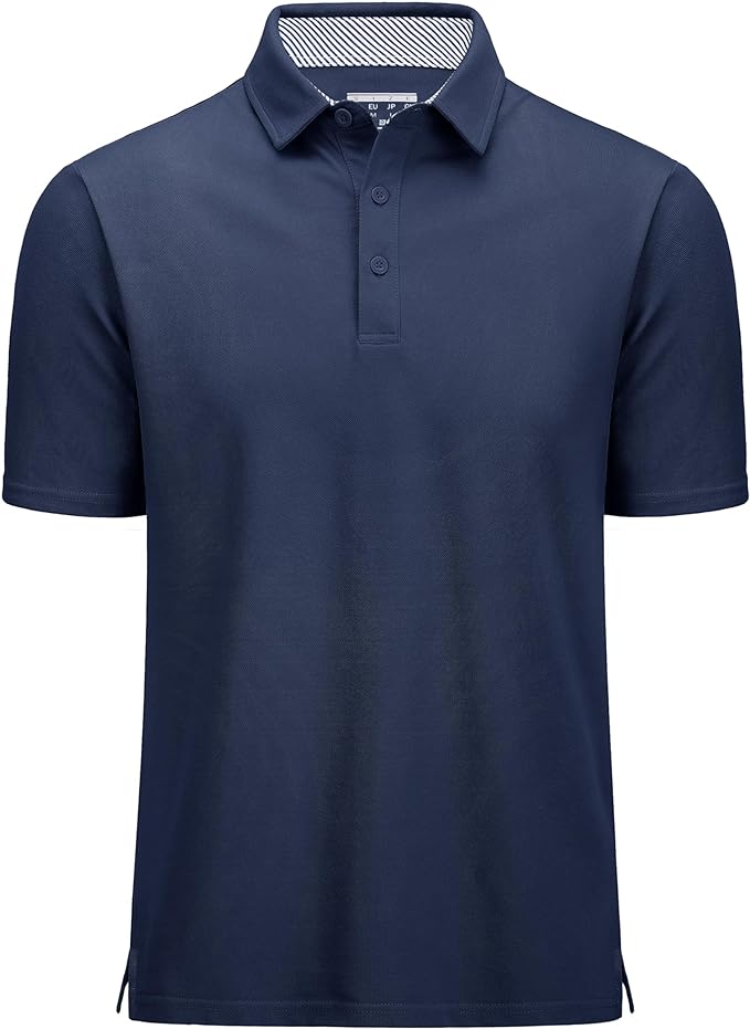MAGCOMSEN Men's Polo Shirts Short Sleeve Cotton Pique 3 Button Classic Fit Casual T-Shirt Performance Golf Shirts
