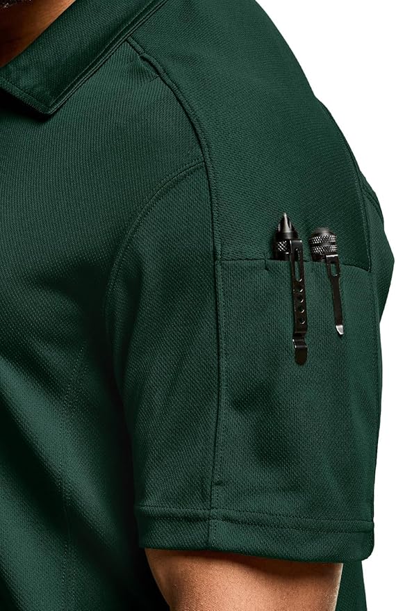 CQR Men's Polo Shirts, Tactical Short Sleeve Golf Performance Shirts, Lightweight Dry Fit UPF 50+ Pique