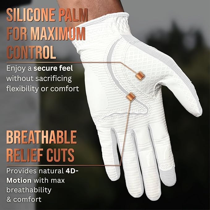 Copper Tech Golf Gloves Men Right Handed Golfer or Left Handed Golfer (2nd Gen) | Copper Compression Joint Support Golf Glove