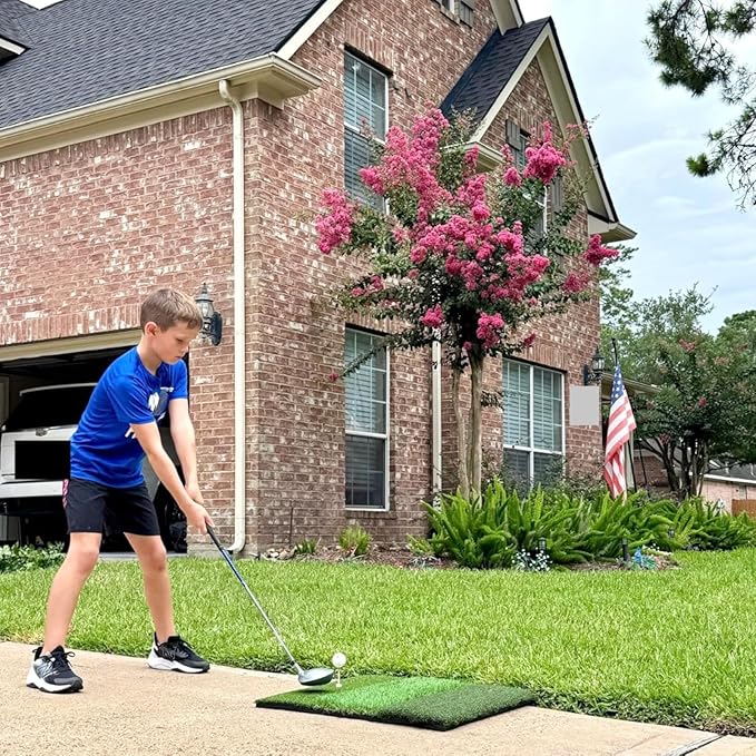 Golf Hitting Mat 24"x16" | 24"x24" Tri-Turf Golf Practice Mat Outdoor Indoor Portable Training Matt Traint Aid Batting Turf Matt for Chipping, Driving and Full Swing Practice