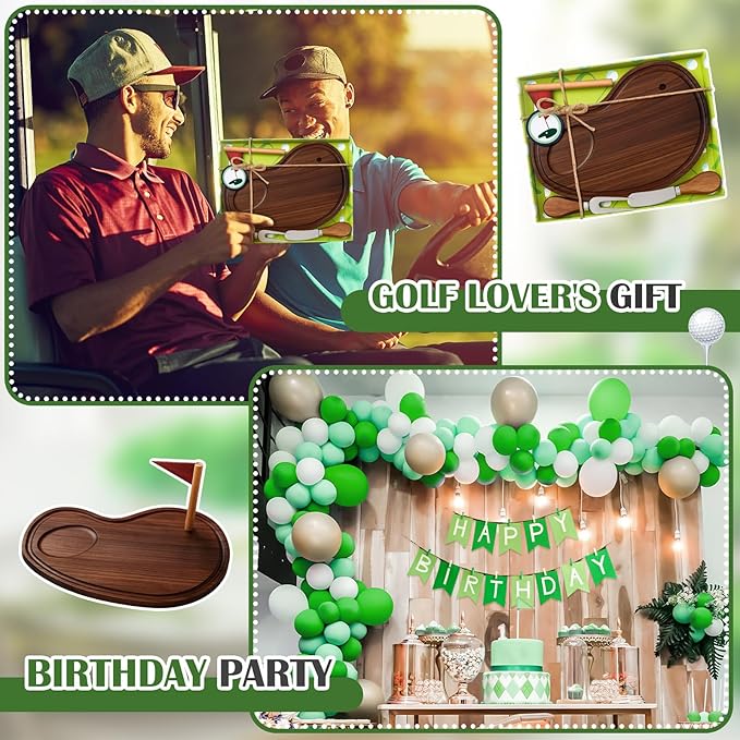 Golf Cheese Board Gift Set Golf Party Favor Prizes Charcuterie Wood Board with Knives and Box Father Day Gift for Dad Grandpa Party Tournament Game(Walnut,15 x 8.3 x 0.47 ")