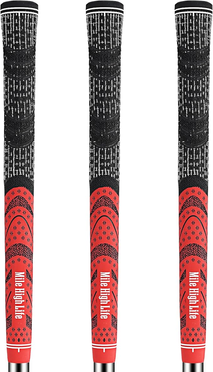 Mile High Life Golf Grips 13 Pack / 3 Pack - All-Weather Soft Rubber Golf Club Grips - High Shock Absorption, Enhanced Traction - Standard, Midsize & Jumbo Size (Core 0.58"-0.61")