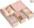 SONGMICS Drawer Organizer, Dresser Drawer Organizers, Set of 6, Foldable Fabric Storage Bins for Socks, Underwear, Bras, Ties, Scarves, Surmmer Sand URDZ006Y01