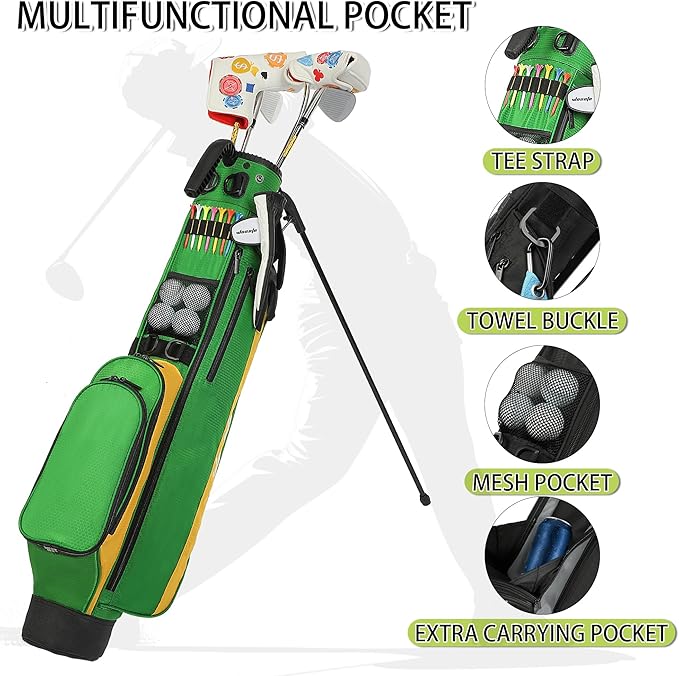 Golf Stand Bag,Lightweight Small Golf Bag,Medium Golf Carry Bag, 2-3Way Divider Men and Women with Adjustable Shoulder Strap Multiple Pockets with Golf Putter Covers