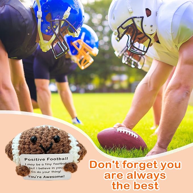 Funny Crochet Mini Football Gift for Football Lovers,Birthday Gifts for Men Women Footballs Players Emotional Support Crochet