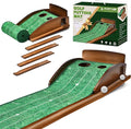 Putting Green Indoor, Golf Putting Mats Practice Indoor, 9.8ft Indoor Putting Green with Ball Return, Thickened Wrinkle-Free Memory Rubber, Training Aid for Home Office Backyard, Ideal Gift