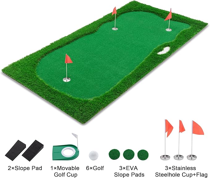 Golf Putting Green, Large Professional Golfing Training Mat, Practice Putting Green Mat for Indoor Outdoor