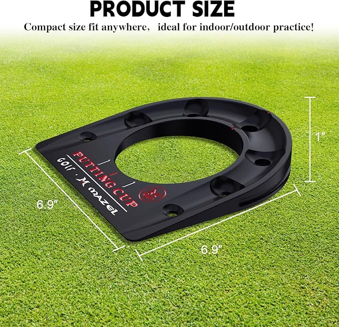 MAZEL Golf Putting Cup Hole Accuracy Trainer - Anodized Milled Aluminum Alloy Putting Training Aid for Indoor Outdoor Practice, with Carry Bag