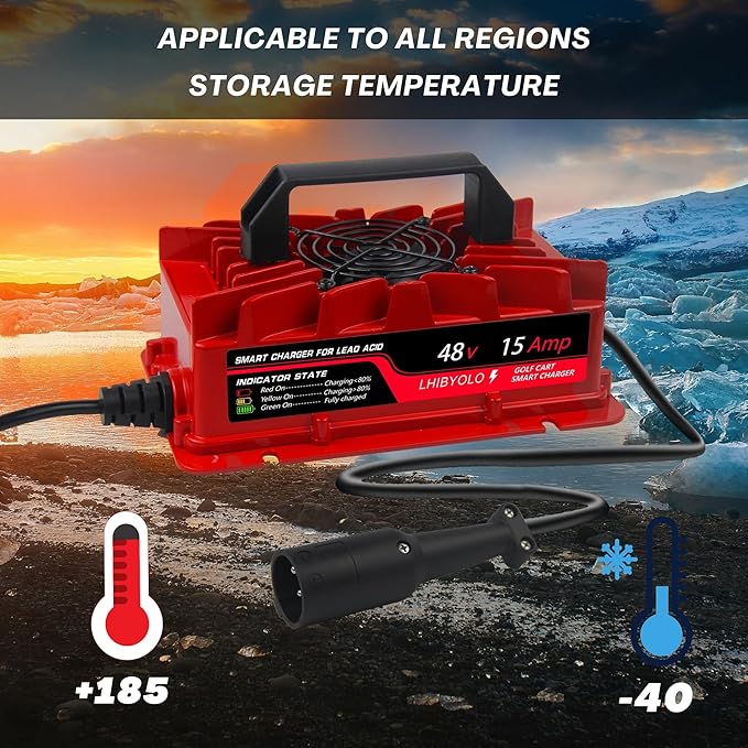 48V Golf Carts Battery Charger for 15 AMP EZGO RXV & TXT, 4-6 Hours Full Charger, Club Car Charger 48 Volt,with 2008-Present EZGO RXV & 2014-Present TXT (48V 15A Club Car)