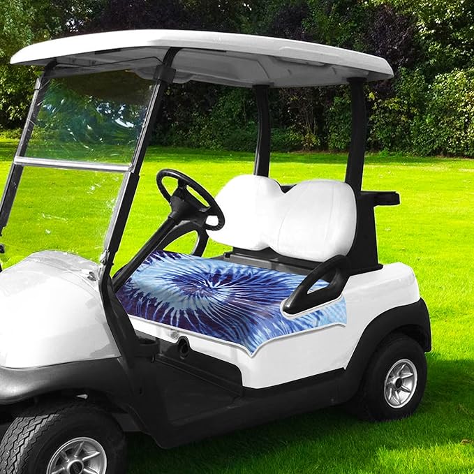 YOKYHOM Summer Golf Cart Seat Covers, Tie-dye Blue Golf Cart Front Seat Towel/Blanket Fit for EZGO/Yamaha/Club Car and More Golf Carts, 100% Microfiber, Keeps Your Seat Cool and Clean, 51''x 31''