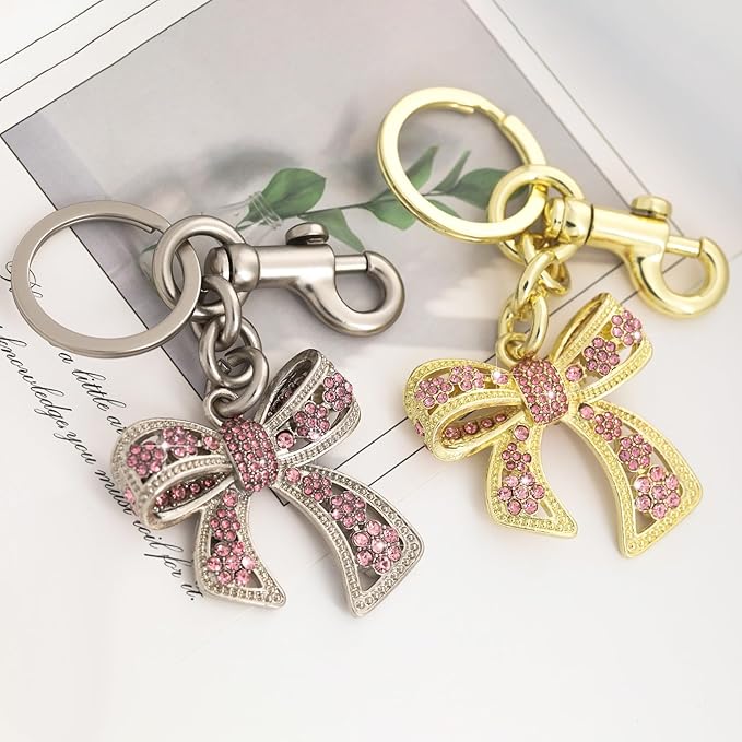 Heart Bag Charm,Cute Bowknot Bag Charm Keyring Heart Keychain Bag Accessories for Women