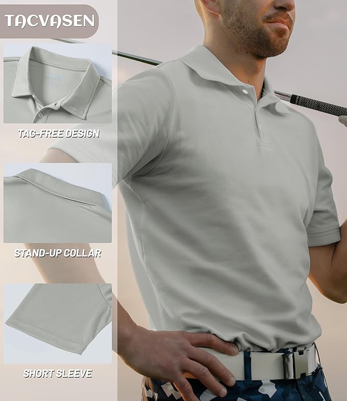 TACVASEN Mens Golf Shirt Dry Fit Mens Polo Shirts Short Sleeve Performance Golf Polos for Men with Collar Work Shirts