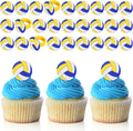Honeydak 48 Pcs Volleyball Cupcake Rings Toppers Decoration Sport Ball Theme Cake Picks Volleyball Party Decoration Sport Cupcake Toppers for Birthday Party Cake Supplies