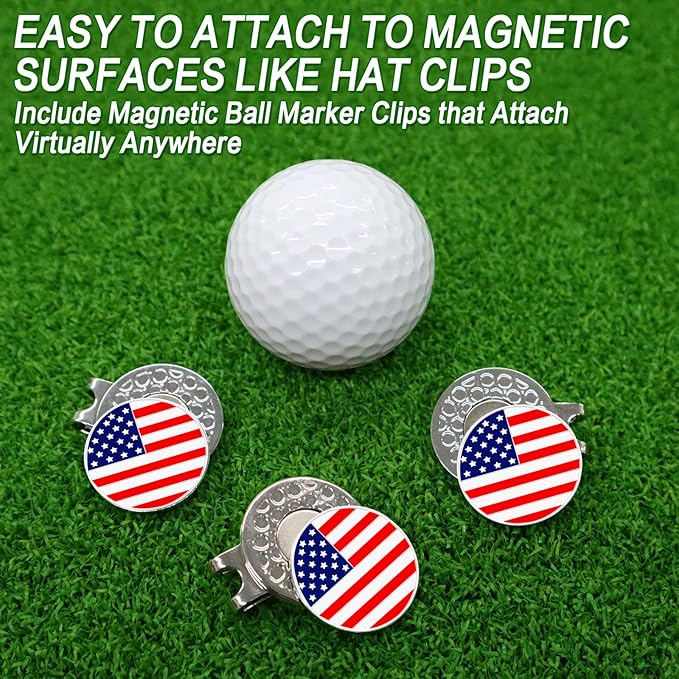 FINGER TEN Golf Ball Marker with Hat Clip Markers Assorted Patterns Value Gift Set Mark Golf Divot Tool Accessories for Men Women Kids
