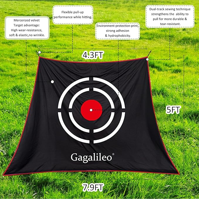 Gagalileo Golf Net: Backyard Practice Hitting Driving Training by Turf Mat Target Real Ball Indoor Outdoor Chipping Swing Gift for Golfers Dad Husband Men