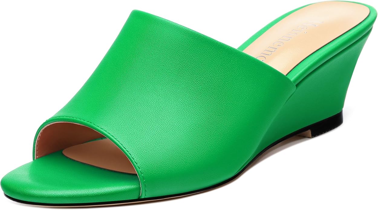 Wedge Sandals for Women Open Toe Wedge Heels Womens Matte High Heel Sandal Round Toe Heeled Wedge Sandals Slip on Casual shoes 2 inch