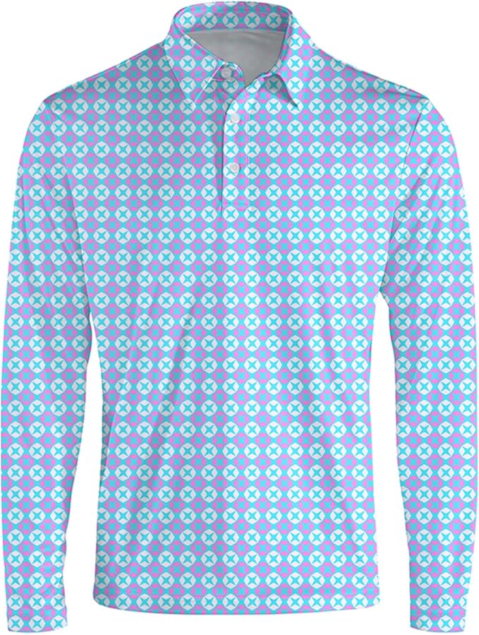 Men's Long Sleeve Golf Shirt Quick Dry 3 Button Work Fishing Outdoor Casual Collar Shirt