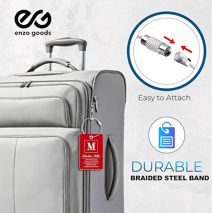 Personalized Luggage Tag | Custom Luggage Tags for Suitcases | Kids Backpack Tag | 10 Color Options & Choose Font, Font Color