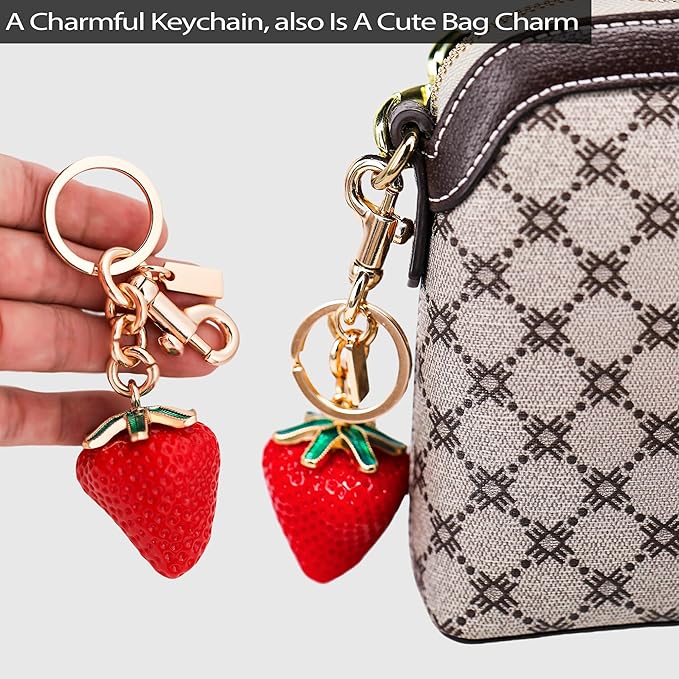 Cherry Bag Charm, Cute Strawberry Fruit Bags Charm Purse Charms Keychain Women Bag for Handbag