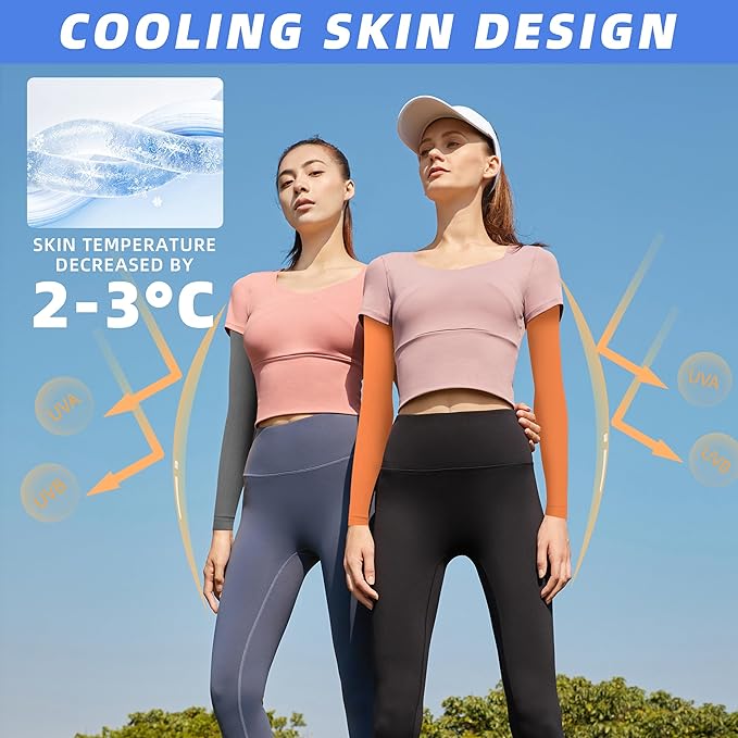 BHYTAKI UV Sun Protection Arm Sleeves, UPF 50 Sports Cooling Arm Compression Sleeves for Men Women Teenager