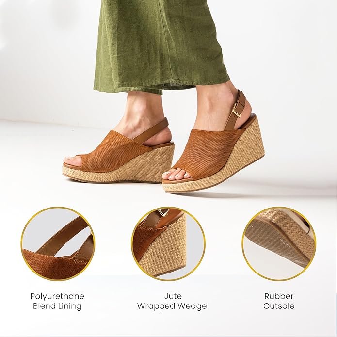 JATAREA Leather Wedge Sandals for Women | Women's Sandals Perfect for Summer