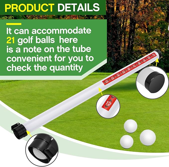 Deekin 2 Pieces Golf Ball Picker Plastic Clear Golf Ball Retriever Collector Golf Ball Pickup Tool Shag Tube