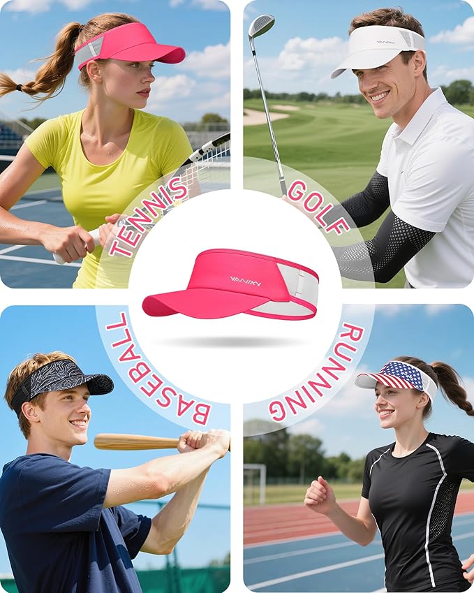 Sports Sun Visor Hats for Women Men Lightweight Breathable Cooling Stretchy Visors Foldable UPF 50+ for Running Tennis Golf