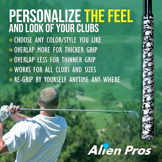 Alien Pros Golf Grip Wrapping Tapes - Innovative Golf Club Grip Solution - Enjoy a Fresh New Grip Feel in Less Than 1 Minute