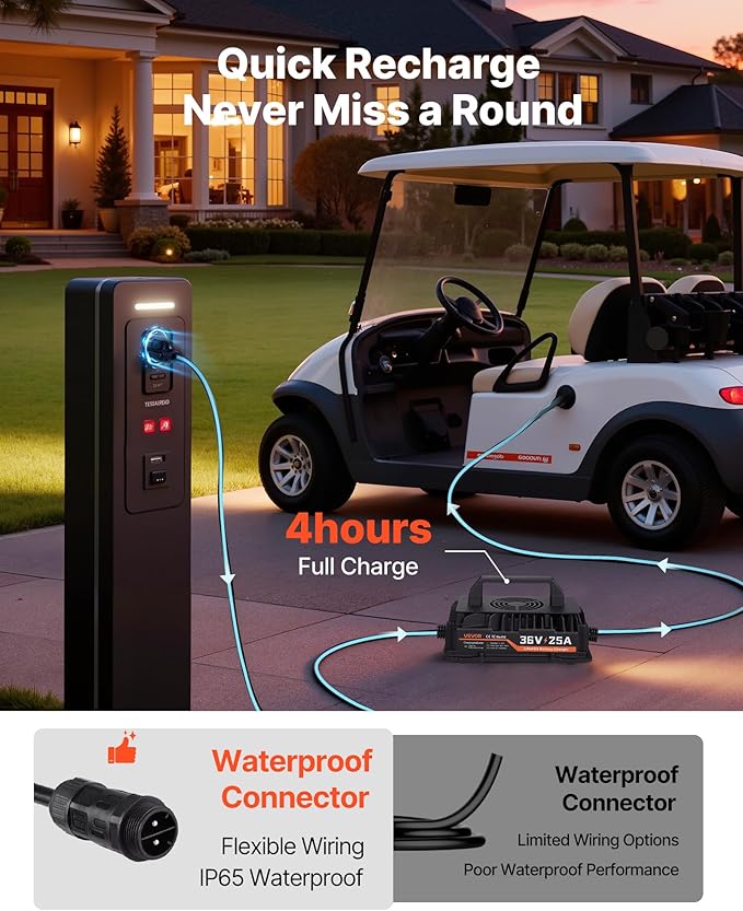 VEVOR 36V (38.4V) 105AH Lithium Golf Cart Battery, with 25A Charger, Lifepo4 Battery Kit, Built-in 200A BMS, with Bluetooth & Touch Monitor, 2C Discharge, 4000 Cycles, for Golf Carts, Trolling Motors