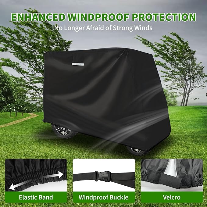 Tecoom Golf Cart Enclosure 2/4/6 Passenger, Golf Rain Cover 600D Waterproof Snowproof, Door Zippers, Clear Windows and Windproof Hooks, Universal Fit for EZGO, Yamaha, Club Car