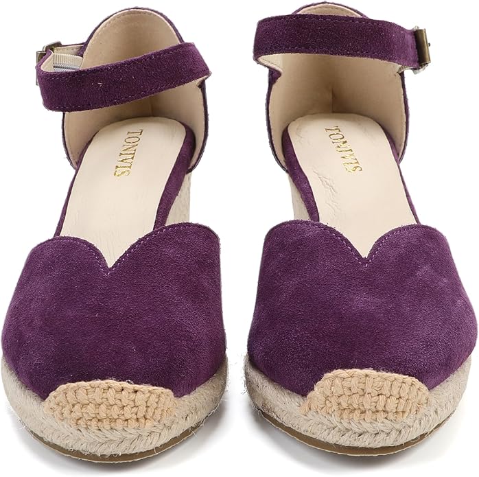 Platform Wedges Sandals for Women, 3" Wedge, Ankle-Strap, Cap Toe, Summer Espadrilles Heel Shoes