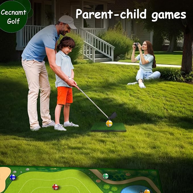 Golf Chipping Game - Battle With Club & Hitting Mat, Chip Sticky Practice Set for Adults Kids Indoor Outdoor Backyard