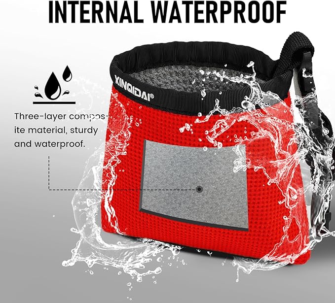 Golf Club and Golf Ball Cleaning Bag - Cleans Club Grooves, Waterproof Clean Face Tech, Detachable Clip, Machine Washable, Stay-Dry Exterior,Gift for Men (1, RED)