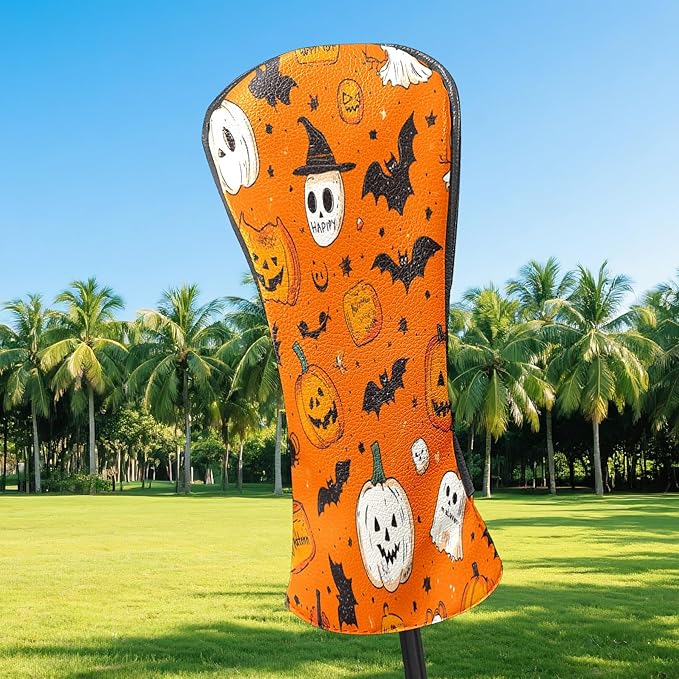 Golf Club Covers PU Leather Waterproof Golf Club Head Covers for Fairway Woods and Driver White Fishbone Pattern Driver Cover Suitable for Most Brands