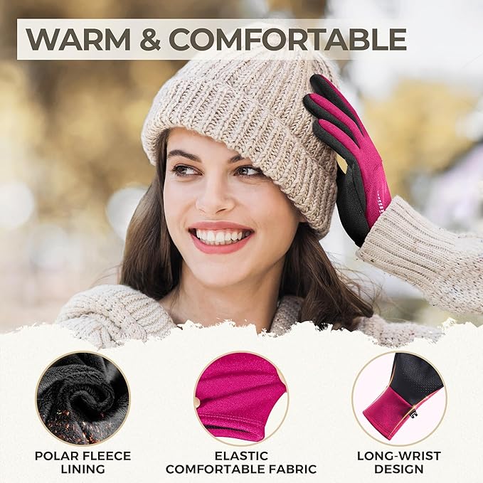 SIMARI Winter Gloves for Women, TouchScreen Water-Resistant Warm Thermal Gloves for Cold Weather, Running Hiking Driving