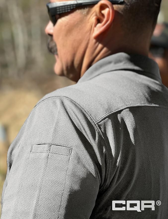 CQR Men's Polo Shirts, Tactical Short Sleeve Golf Performance Shirts, Lightweight Dry Fit UPF 50+ Pique