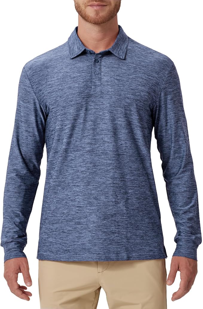 NAVISKIN Men's Polo Shirts Long Sleeve Golf Shirts with Collar UPF 50 SPF Shirt for Men Quick Dry Moisture Wicking