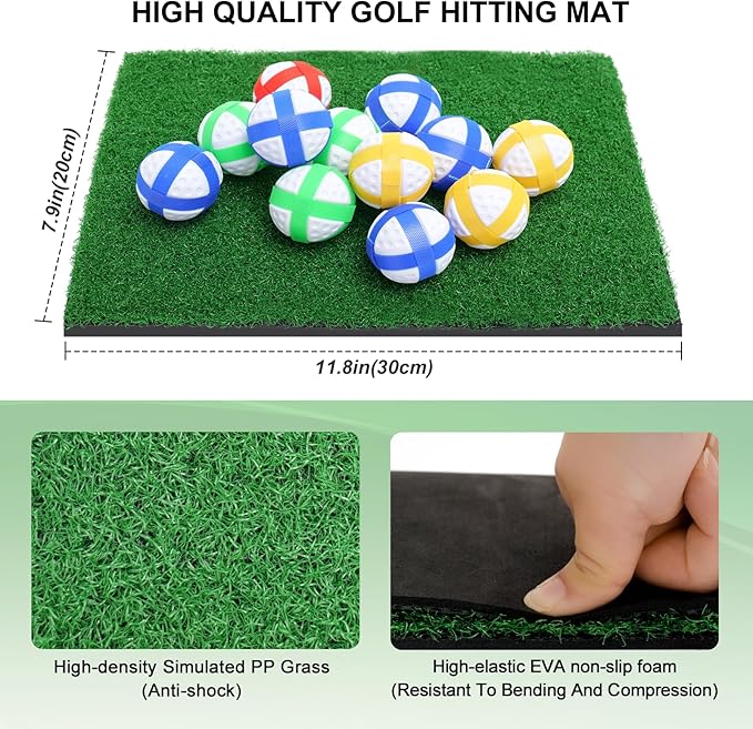 Golf Chipping Game Mat, Double Sided Golf Hitting Mat,6x5 FT Golf Practice Mat Outdoor Indoor Golf Games for Adults,Score Sticky Playing Golf Balls for Home Backyard Garage Game(No Club)