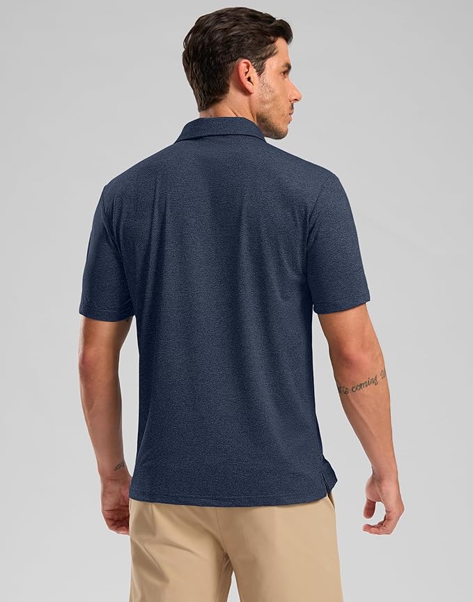 Golf Shirts Heather Polo Short Sleeve Dry Fit Lightweight Moisture Wicking Collared Shirts Casual Athletic Business