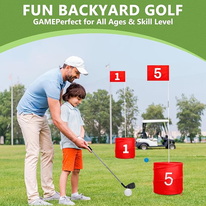 SJEhome 6 Hole Backyard Game Golf for Adults Outdoor Indoor Practice Gifts for Yard, Lawn, Park, Yard, Beach
