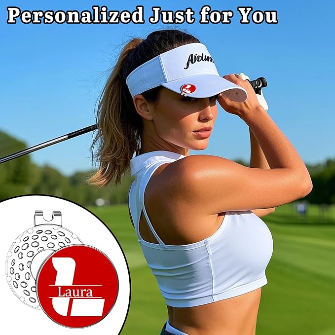 2PCS Custom Golf Ball Marker with Magnetic Hat Clip, 1" Diameter Monogrammed Personalized Golf Ball Markers with Text Quotes Name, Golf Accessories Gift for Men & Women Golf Markers