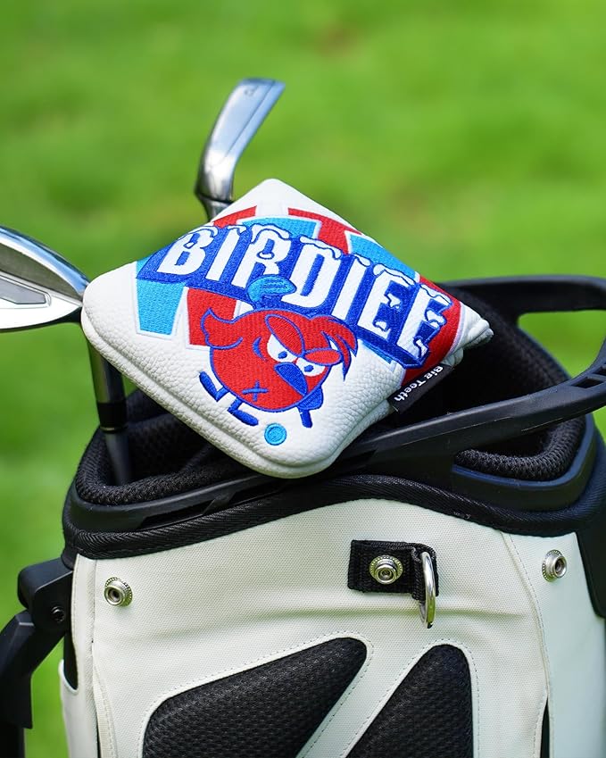 Big Teeth Driver Headcover Ice & Birdiee, Driver Covers for Golf Clubs, Funny Birdie Putter Cover,Milk Shake Ice Cream Mallet Putter Cover,Blue and Red Color