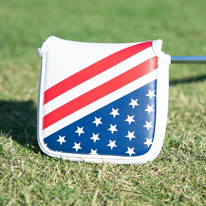 Golf Putter Cover USA Mallet Putter Headcover with Magnetic Closure Leather Golf Club Covers for Most Brand