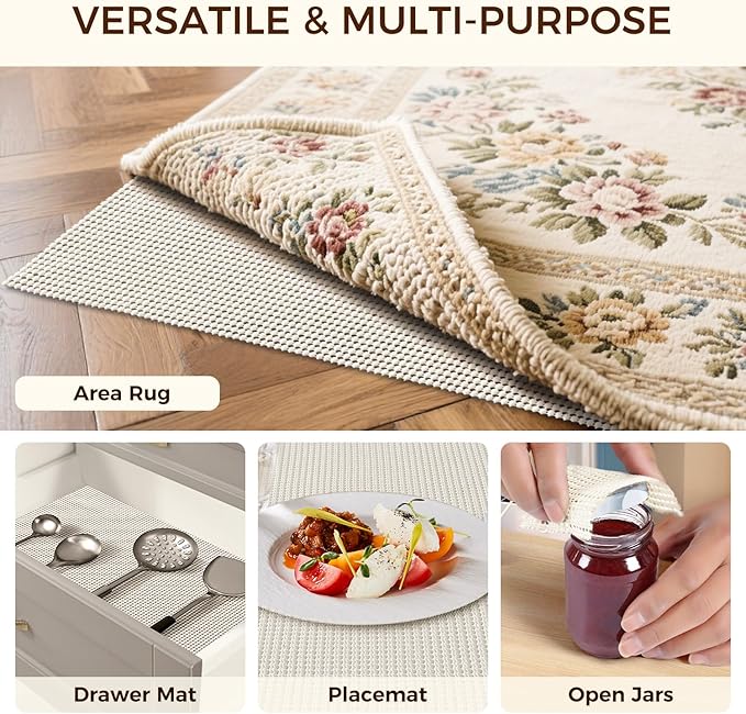 BAGAIL BASICS 10 x 14 FT Rug Pad Gripper for Hardwood Floors, Non Slip Rug Pads for Area Rugs, Extra Thick Under Rug Padding, Protect Your Rugs & Floors