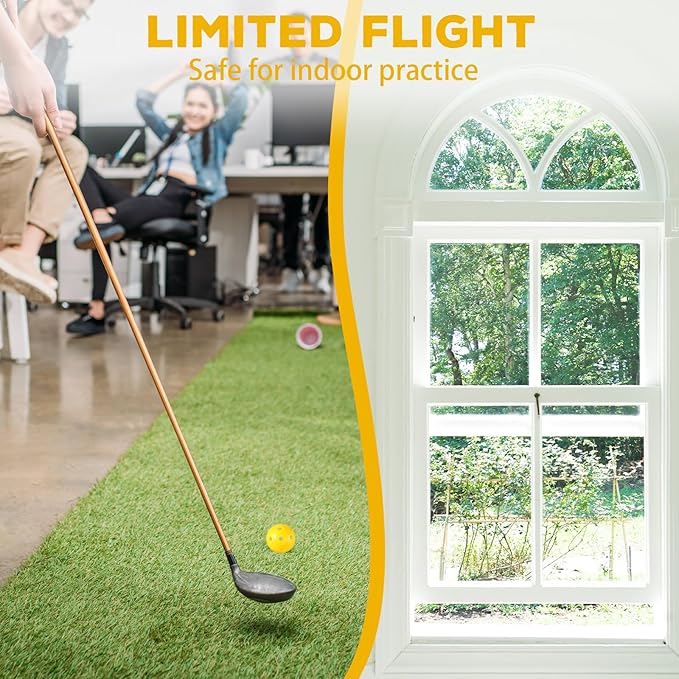 24 Pack Practice Golf Balls 42 mm Limited Flight Plastic Golf Training Airflow Hollow Ball for Driving Range Swing Practice Backyard Indoor Outdoor Home