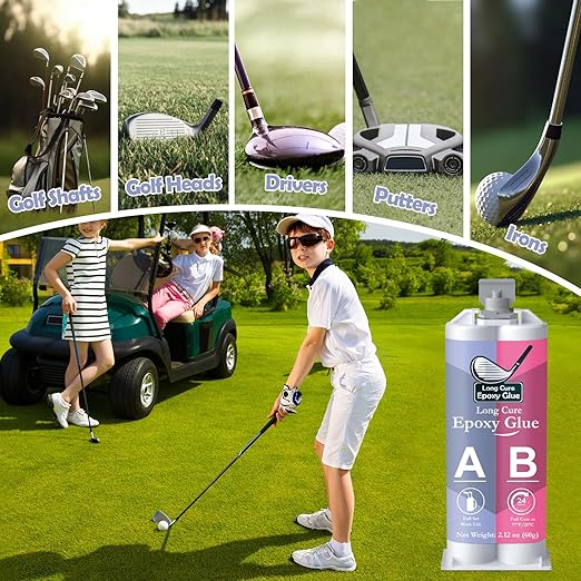 Golf Club Epoxy - Waterproof & Extra Strength - 8.4oz Golf Shaft Repair - Long Cure Golf Epoxy Glue for All Golf Shafts, Golf Heads, Drivers, Putters, and Irons，Ideal for Clubhouse & Home