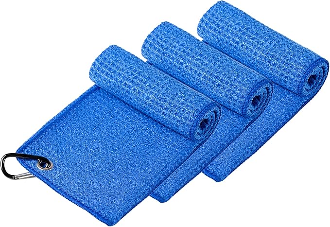 Handy Picks Microfiber Golf Towel (16" X 16") with Carabiner Clip, Waffle Pattern Golf Towel Hook and Loop Fastener - The Convenient Golf Cleaning Towel