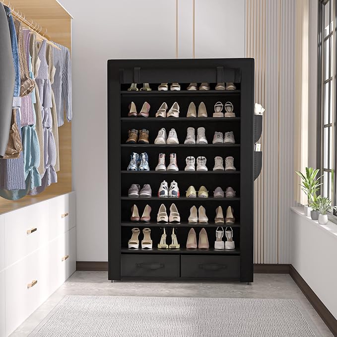 OYREL Tall Shoe Rack Dustproof Cabinet Large Capacity 8 Tier Shoe Organizer,32-40 Pairs of Shoes