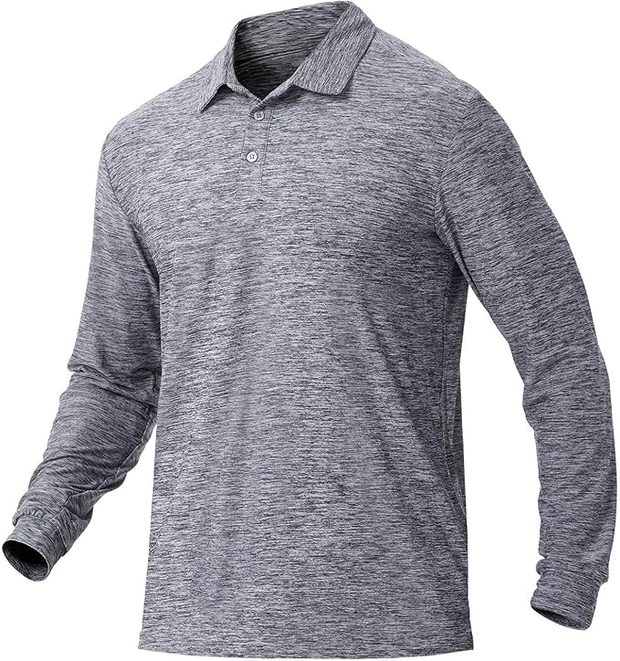 NAVISKIN Men's Polo Shirts Long Sleeve Golf Shirts with Collar UPF 50 SPF Shirt for Men Quick Dry Moisture Wicking